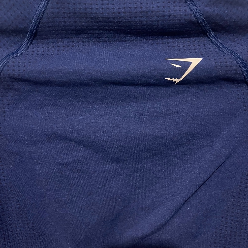 Gymshark Vital Seamless 2.0 High Neck Midi Crop Top in stellar blue marl - Picture 3 of 6